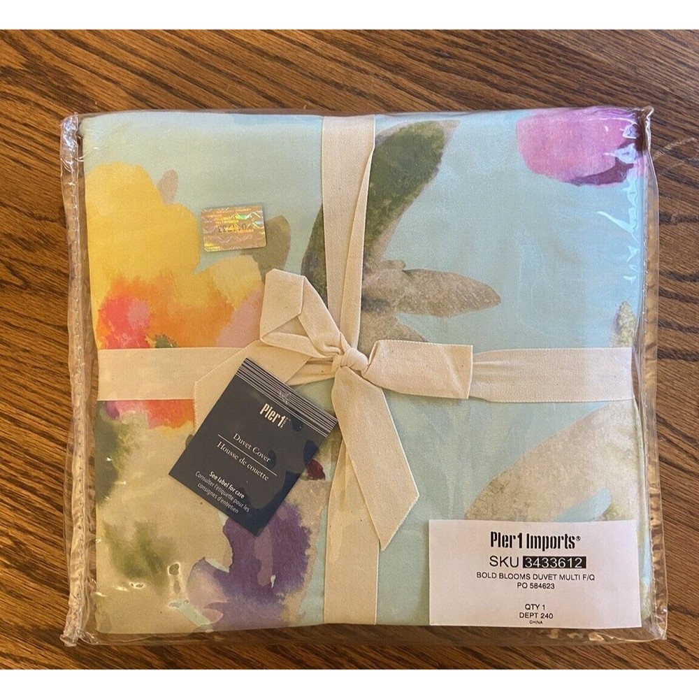 Pier 1 Imports Duvet Cover Bold Blooms FULL/Queen 90" X 94" Floral Multicolor